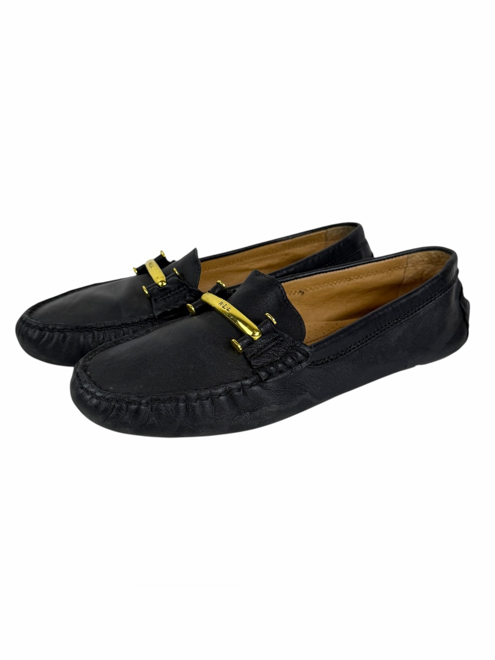 Lauren Ralph Lauren Caliana Black Leather Horsebit Loafer Driving Shoe Women 9.5